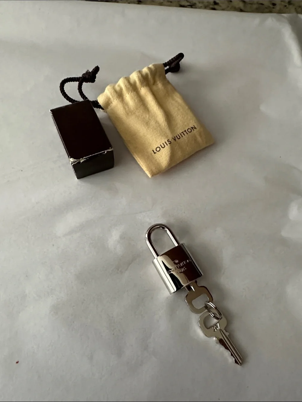 Louis Vuitton Silver Padlock with Keys and Branded Pouch